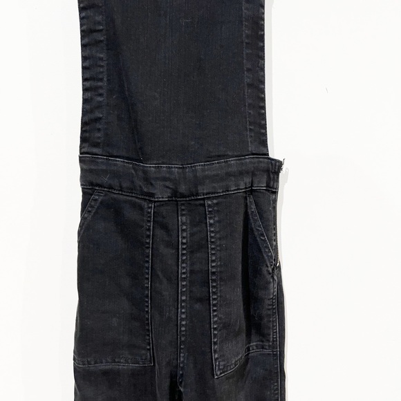 Madewell Slim Black Washed Cross Back Straps Zipper Side Jean Overalls size XS - Picture 8 of 14